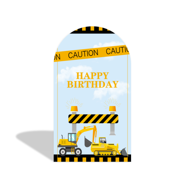 Construction Vehicles Theme Arch Backdrop Wall Cloth Cover For Birthday Baby Shower Party