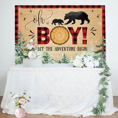 Oh Boy Bears Adventure Begin Baby Shower Backdrop