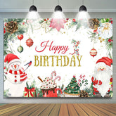 Christmas Snowman Desserts Happy Birthday Backdrop
