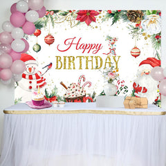 Christmas Snowman Desserts Happy Birthday Backdrop