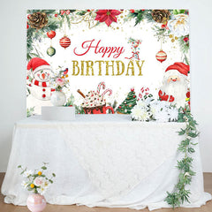 Christmas Snowman Desserts Happy Birthday Backdrop