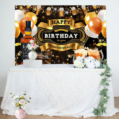 Black Gold Balloons Beer Happy Birthday Backdrop