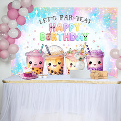 Dreamlike Glitter Lets Partea Happy Birthday Backdrop