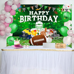 Lofaris Greenery Field Rugby Sports Happy Birthday Backdrop
