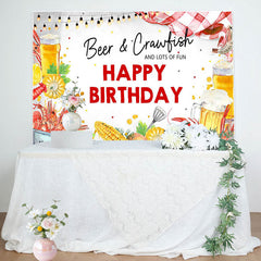 Lofaris Beer Crawfish Corn Camping Happy Birthday Backdrop