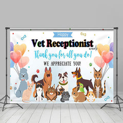 Lofaris Various Pets Vet Receptionist Thank You Backdrop