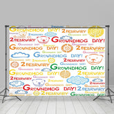 Lofaris Colorful 2 February Happy Groundhog Day Backdrop