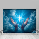 Lofaris Blue Sky Cloud Lighted Cross Hand Easter Backdrop