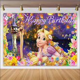 Lofaris Fairytale Princess Cartoon Birthday Backdrop for Girls, Magical Party Background with Floating Lanterns