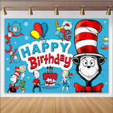 Lofaris Whimsical Cartoon Birthday Backdrop with Mischievous Characters and Colorful Balloons, Fun Party Background for Kids Photoshoot