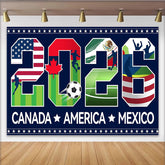 Lofaris 2026 Soccer Event Backdrop with USA Canada Mexico Flags, Sports Theme Background for Fan Party Decoration