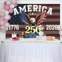 Lofaris Patriotic American Flag Bald Eagle Independence Day Backdrop, 250th Anniversary We the People Celebration Decor for Party