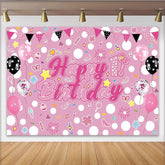 Lofaris Pink 1st Birthday Girl Photography Backdrop with Balloons and Confetti, Happy Birthday Party Decor for Photoshoot