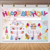 Lofaris Colorful Fireworks Festive Birthday Backdrop with Balloons, Vibrant Celebration Party Decor for Kids Photoshoot