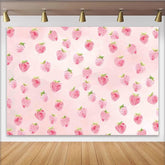Lofaris Pink Strawberry Watercolor Photography Backdrop, Sweet Fruit Pattern Background for Kids Birthday Party or Studio Photoshoot