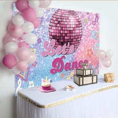Lofaris Glitter Pink Disco Dance Photography Backdrop with Neon Music Notes, Vibrant Party Background for Studio Photoshoot and Event Decor