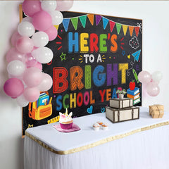 Lofaris Colorful Chalkboard Back to School Backdrop with School Supplies, Vibrant Educational Photo Booth Background for Classroom Decor
