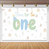 Lofaris Cute Fun to Be One 1st Birthday Backdrop with Cakes and Party Hats, Pastel Photography Background for Baby Cake Smash