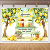Lofaris Watercolor Lemonade Stand Photography Backdrop, Fresh Squeezed Summer Party Decor and Photo Booth Prop