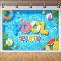 Lofaris Vibrant Pool Party Backdrop with Inflatable Letters, Fun Summer Photography Background for Kids and Adults