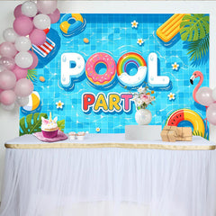 Lofaris Vibrant Summer Pool Party Photography Backdrop, Fun Photo Booth Background for Event Decor and Photoshoot