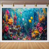 Lofaris Vibrant Coral Reef Underwater Photography Backdrop with Colorful Fish, Beautiful Ocean Background for Studio Portrait and Party Decor