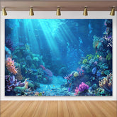 Lofaris Vibrant Underwater Coral Reef Photography Backdrop with Sunlight Rays, Beautiful Marine Life Background for Studio Photoshoot