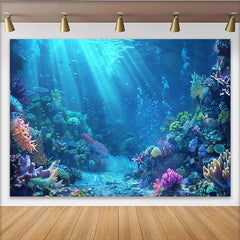 Lofaris Vibrant Underwater Coral Reef Photography Backdrop with Sunlight Rays, Beautiful Marine Life Background for Studio Photoshoot