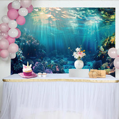 Lofaris Vibrant Underwater Coral Reef Photography Backdrop with Sunlight Rays, Deep Blue Ocean Background for Studio Photoshoot