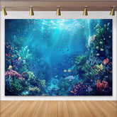 Lofaris Vibrant Underwater Coral Reef Photography Backdrop with Colorful Fish, Deep Blue Ocean Photo Background for Marine Theme Photoshoot