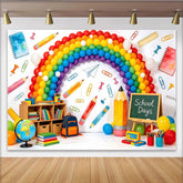 Lofaris Vibrant Rainbow Back To School Backdrop with School Days Theme, Educational Classroom Background for Kids Party Decor and Photoshoot