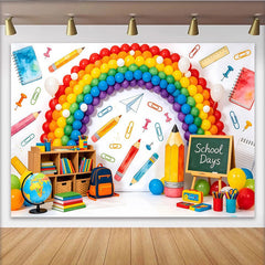 Lofaris Vibrant Rainbow Back To School Backdrop with School Days Theme, Educational Classroom Background for Kids Party Decor and Photoshoot