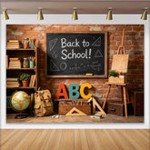 Lofaris Back to School Photography Backdrop with Blackboard and Books, Rustic Brick Wall Background for Studio Photoshoot