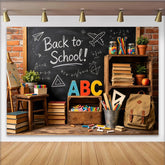 Lofaris Back to School Blackboard Backdrop with ABC Letters and Books, Educational Classroom Photo Background for Kids Photography