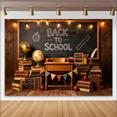 Lofaris Vintage Back To School Backdrop with Blackboard and Books, Educational Classroom Photography Background for Students