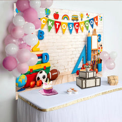 Lofaris Vibrant Back To School Backdrop with Books and ABC Letters, Bright Educational Background for Classroom Decor and Photoshoot