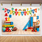Lofaris Vibrant Back To School Backdrop with Books and ABC Letters, Bright Educational Background for Classroom Decor and Photoshoot
