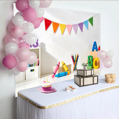 Lofaris Colorful Educational Photography Backdrop with ABC Blocks and Crayons, Vibrant Classroom Background for Kids' Photoshoots