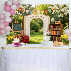 Lofaris Back to School Arch Backdrop with Books and Globe, Vibrant Photography Background for Student Photos and Classroom Decor