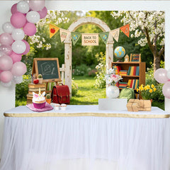 Lofaris Charming Back To School Backdrop with Archway and Books, Outdoor Garden Background for Classroom Decor and Photography