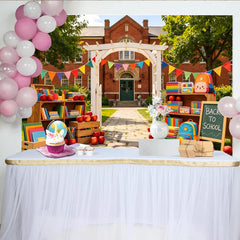 Lofaris Colorful Back To School Backdrop with Books and Apples, Vibrant Classroom Photography Background for First Day Party Decor