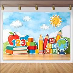 Lofaris Vibrant Back To School Backdrop with Books and Pencils, Educational Photography Background for Classroom Decor