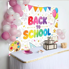Lofaris Vibrant Back To School Photography Backdrop with Educational Elements, Cheerful Classroom Background for Students and Teachers