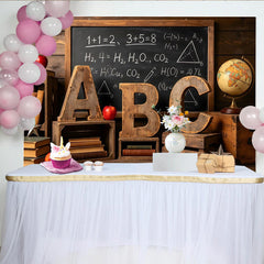 Lofaris Rustic Classroom Photography Backdrop with Blackboard and ABC Letters, Vintage School Background for Back to School Photoshoot