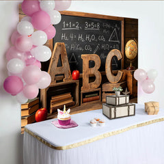 Lofaris Rustic Classroom Photography Backdrop with Blackboard and ABC Letters, Vintage School Background for Back to School Photoshoot