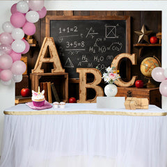 Lofaris Vintage Classroom Back to School Backdrop with Blackboard and ABC, Educational Photography Background for Student Portraits