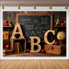 Lofaris Vintage Classroom Back to School Backdrop with Blackboard and ABC, Educational Photography Background for Student Portraits