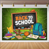 Lofaris Vibrant Back To School Backdrop with Blackboard and School Supplies, Colorful Classroom Background for First Day Party Decor