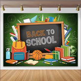 Lofaris Back To School Photography Backdrop with Blackboard and Supplies, Colorful Classroom Background for Student Photoshoot