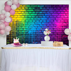 Lofaris Vibrant Rainbow Graffiti Wall Backdrop with Paint Drips, Urban Street Art Background for Photoshoot and Party Decor